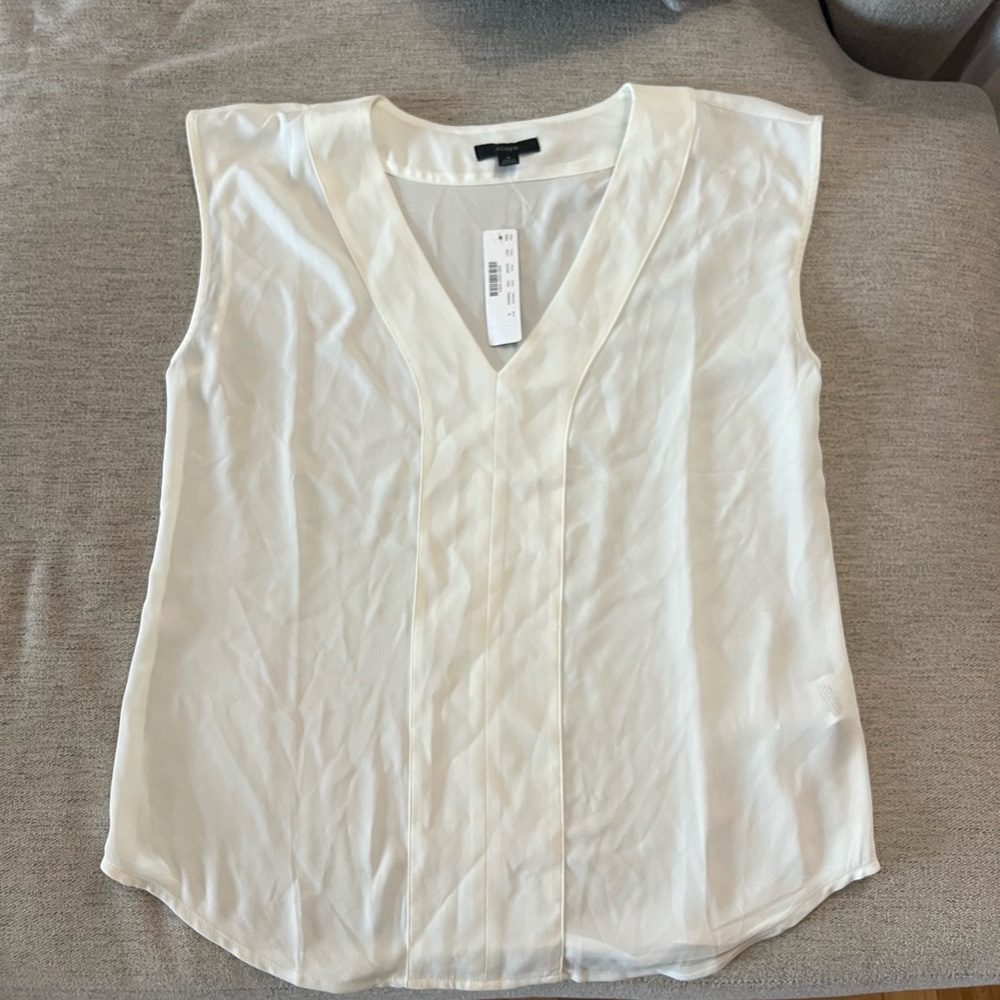 J. Crew Ivory Sleeveless V-Neck Blouse